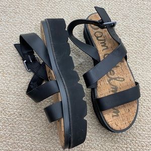Sam Edelman Black Strappy Platform Sandals